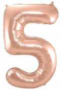 Folienballon Zahl 5 - in Roségold