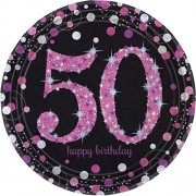 8 Teller 50. Geburtstag - Sparkling Pink