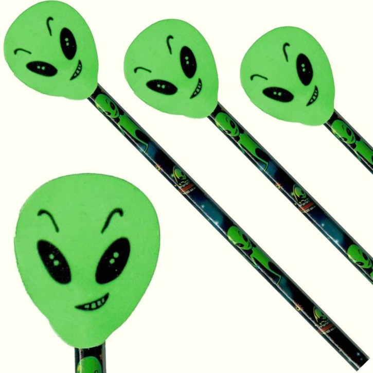 4 Bleistifte mit Radiergummi - Alien