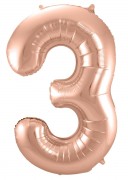 Folienballon Zahl 3 - in Roségold
