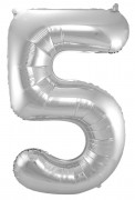 Folienballon Zahl 5 - in Silber