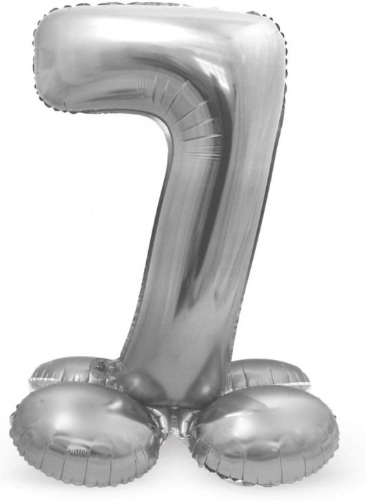 Stehender Folienballon in Silber - Zahl 7