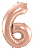 Folienballon Zahl 6 - in Roségold
