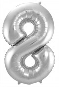 Folienballon Zahl 8 - in Silber