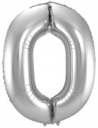 Folienballon Zahl 0 - in Silber