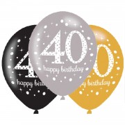 6 Luftballons 40. Geburtstag - Sparkling Celebration