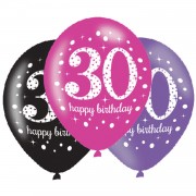 6 Luftballons 30. Geburtstag - Sparkling Pink