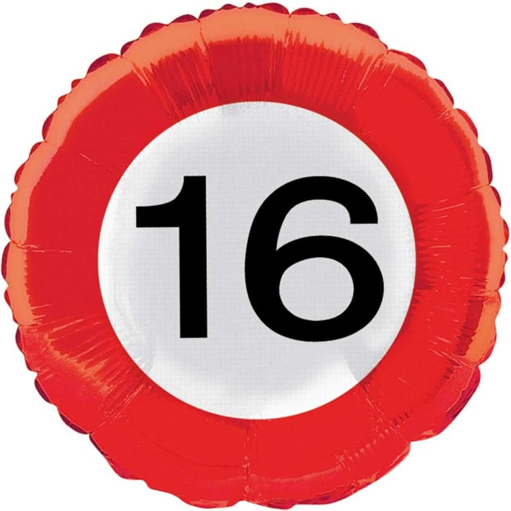 Folienballon Verkehrsschild 16. Geburtstag