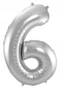 Folienballon Zahl 6 - in Silber