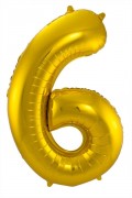 Folienballon Zahl 6 - in Gold