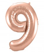 Folienballon Zahl 9 - in Roségold