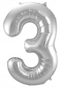 Folienballon Zahl 3 - in Silber