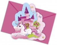 6 Einladungen + Umschläge Unicorn