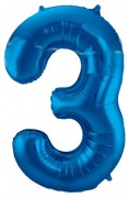 Folienballon Zahl 3 - in Blau
