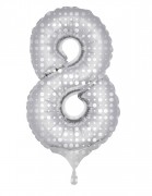 Folienballon Zahl 8 - in Silber - mit Muster
