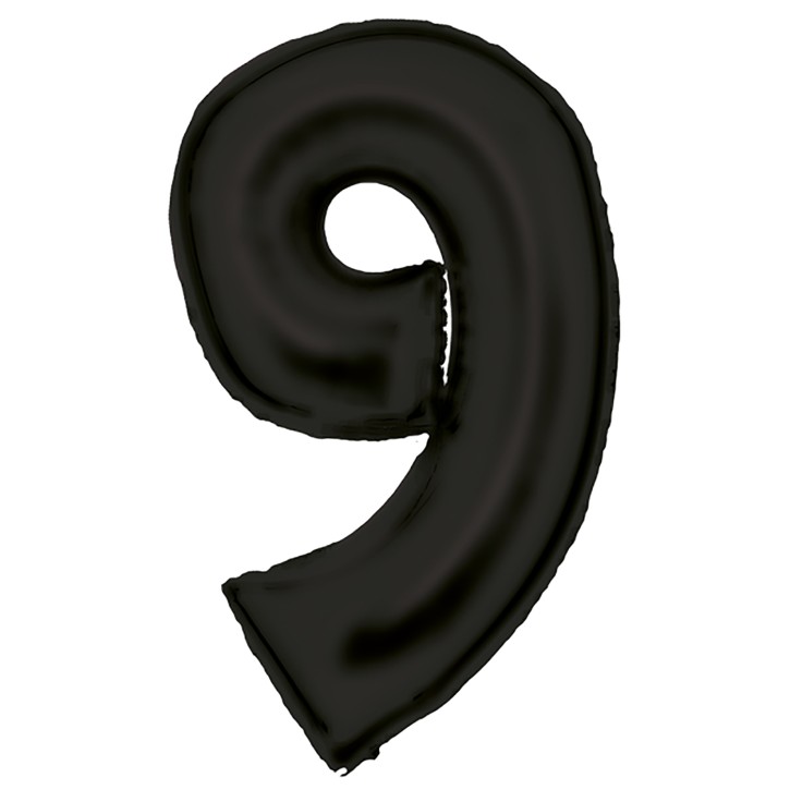 Folienballon Zahl 9 - Schwarz Seidenmatt