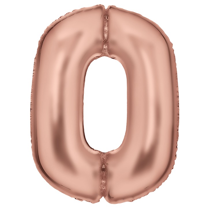 Folienballon Zahl 0 - Rose Gold Seidenmatt