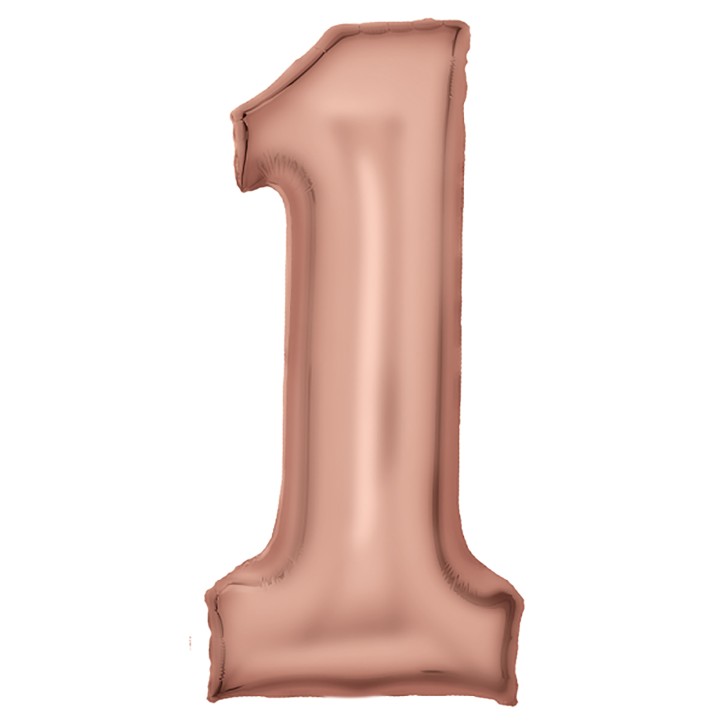 Folienballon Zahl 1 - Rose Gold Seidenmatt
