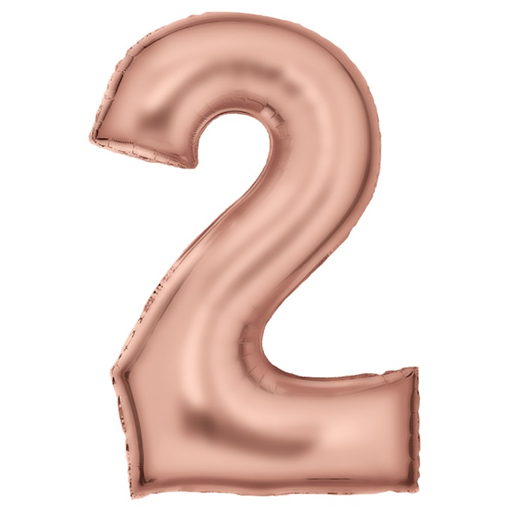 Folienballon Zahl 2 - Rose Gold Seidenmatt