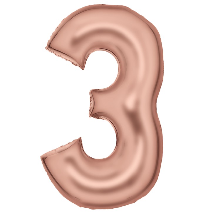 Folienballon Zahl 3 - Rose Gold Seidenmatt