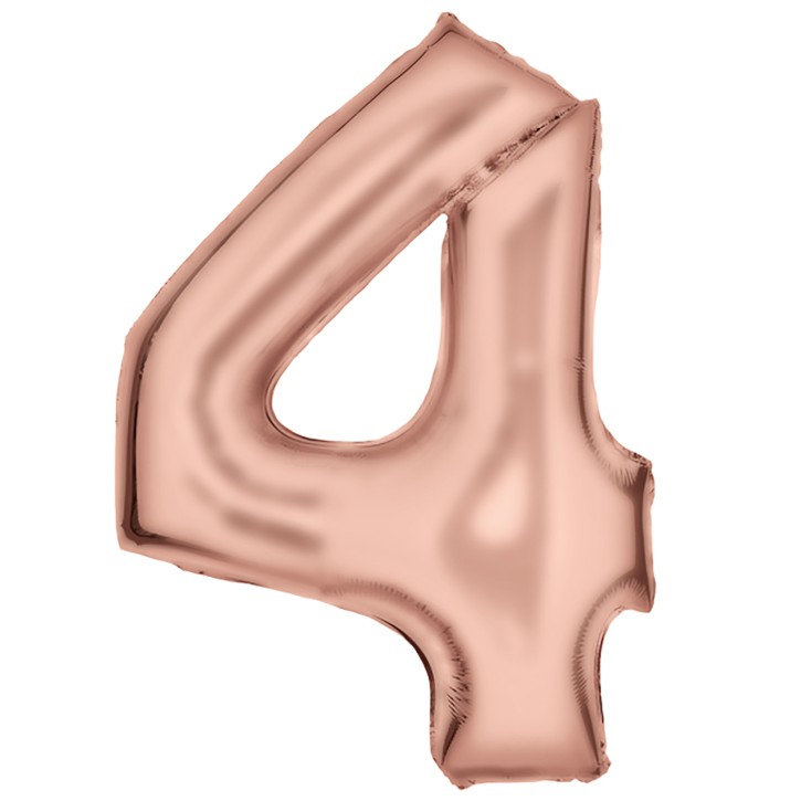 Folienballon Zahl 4 - Rose Gold Seidenmatt