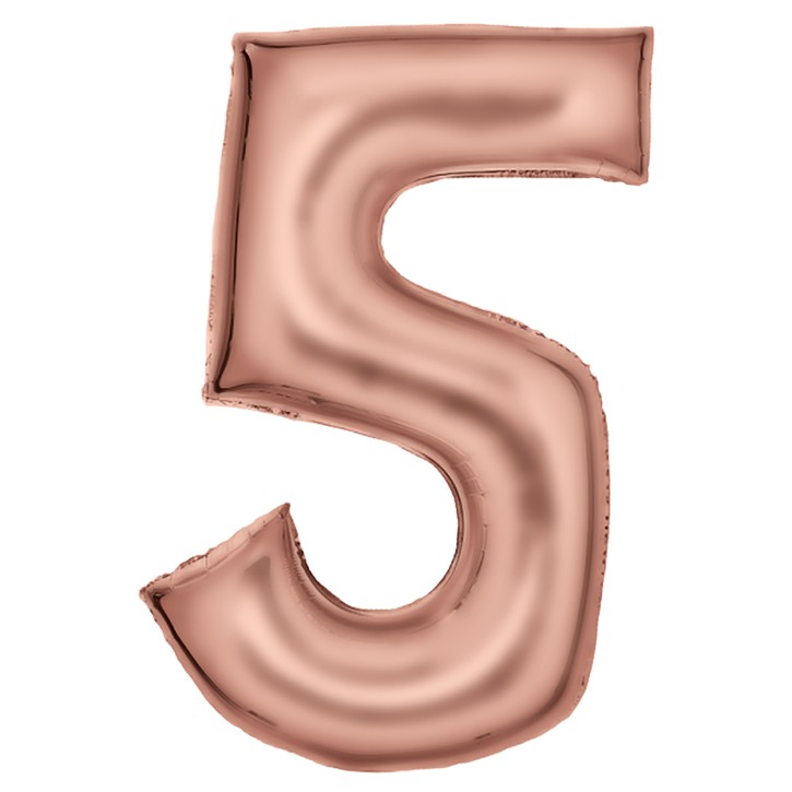 Folienballon Zahl 5 - Rose Gold Seidenmatt