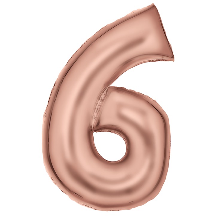 Folienballon Zahl 6 - Rose Gold Seidenmatt