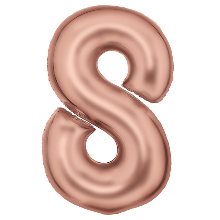 Folienballon Zahl 8 - Rose Gold Seidenmatt