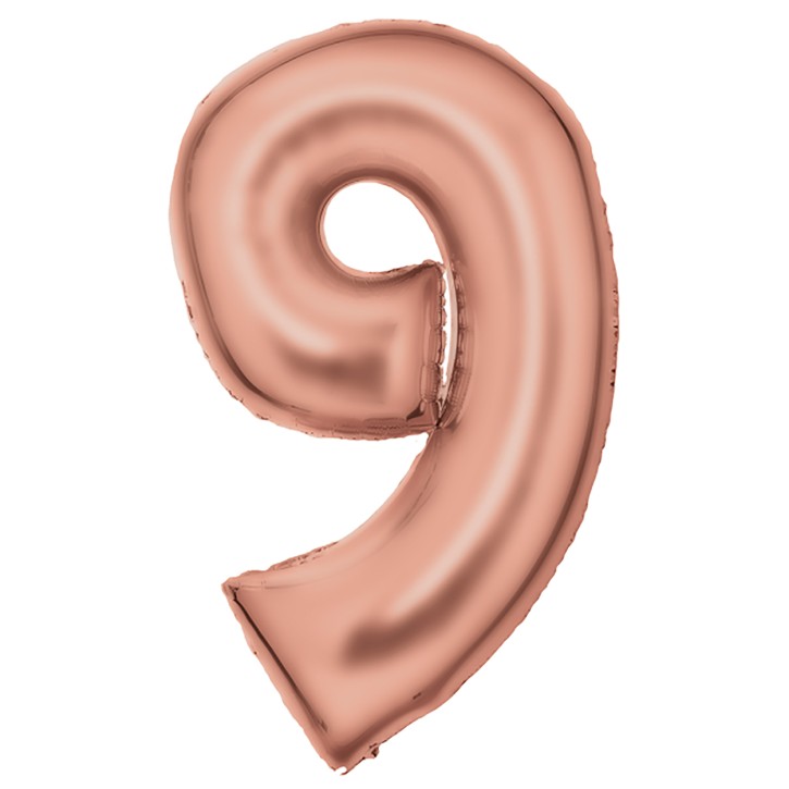 Folienballon Zahl 9 - Rose Gold Seidenmatt