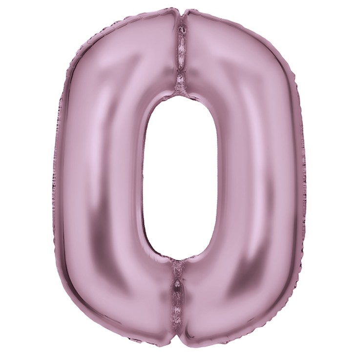 Folienballon Zahl 0 - Pastell Pink Seidenmatt