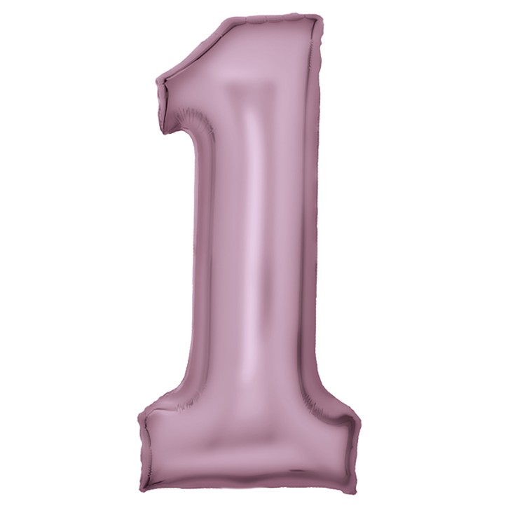 Folienballon Zahl 1 - Pastell Pink Seidenmatt