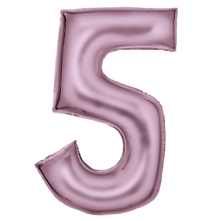 Folienballon Zahl 5 - Pastell Pink Seidenmatt