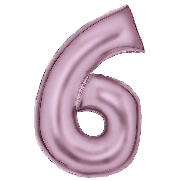 Folienballon Zahl 6 - Pastell Pink Seidenmatt