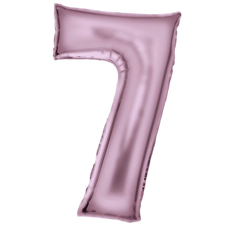 Folienballon Zahl 7 - Pastell Pink Seidenmatt