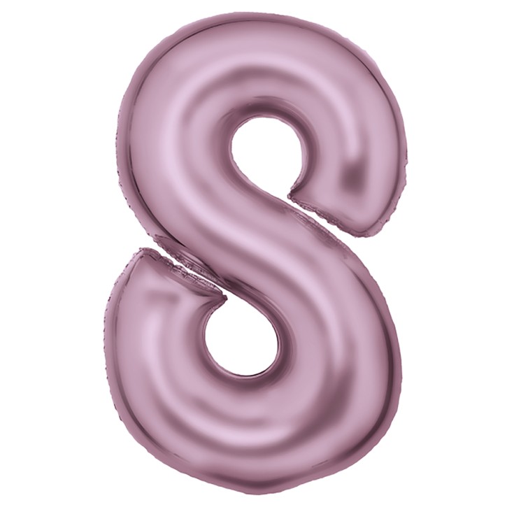 Folienballon Zahl 8 - Pastell Pink Seidenmatt