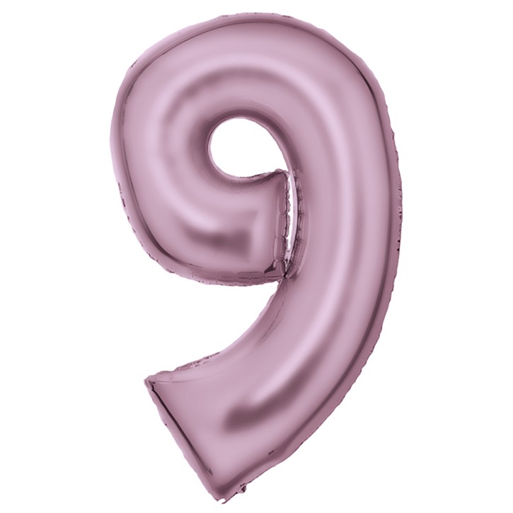 Folienballon Zahl 9 - Pastell Pink Seidenmatt