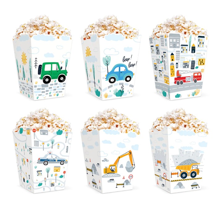 6 Popcorn Boxen Fahrzeuge