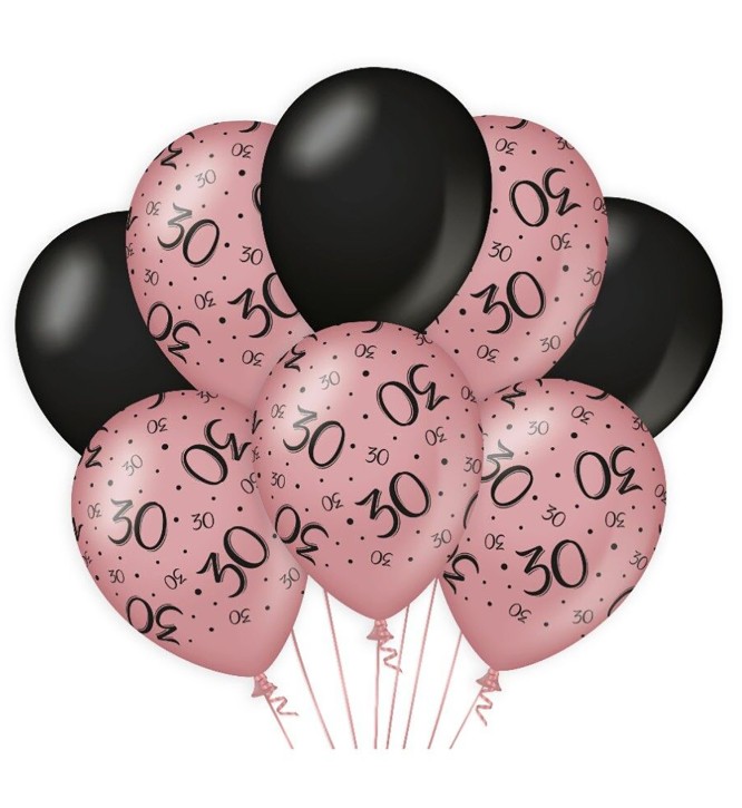 Luftballons 30. Geburtstag - Roségold Schwarz