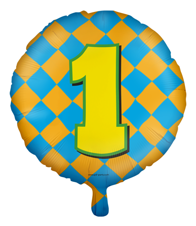 Runder Folienballon Bunt - Zahl 1