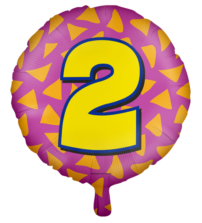 Runder Folienballon Bunt - Zahl 2