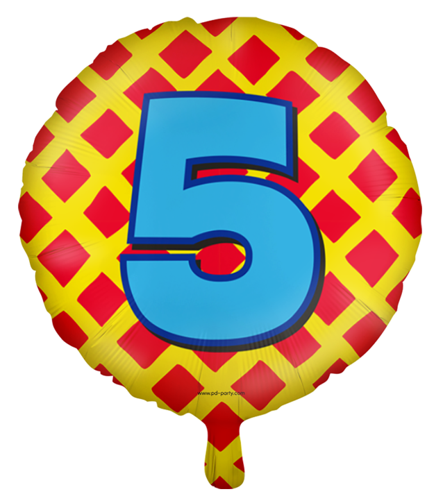 Runder Folienballon Bunt - Zahl 5