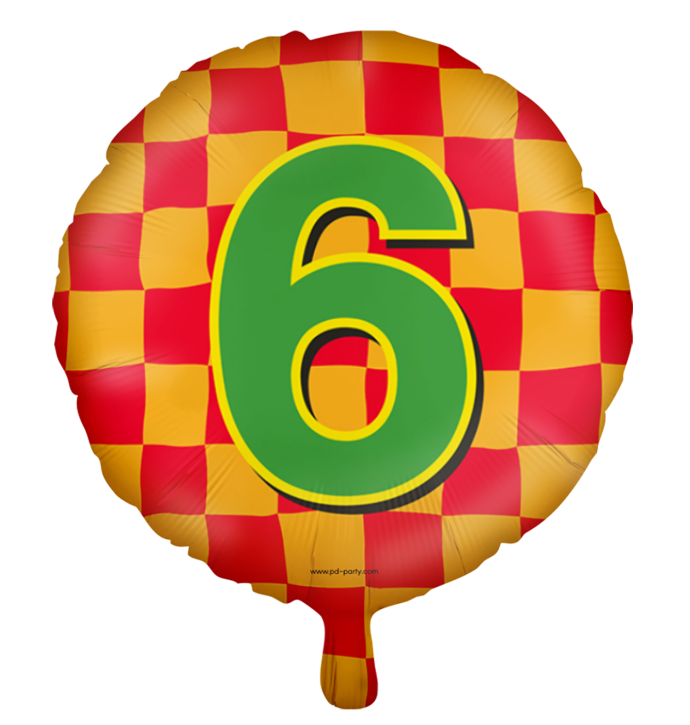 Runder Folienballon Bunt - Zahl 6