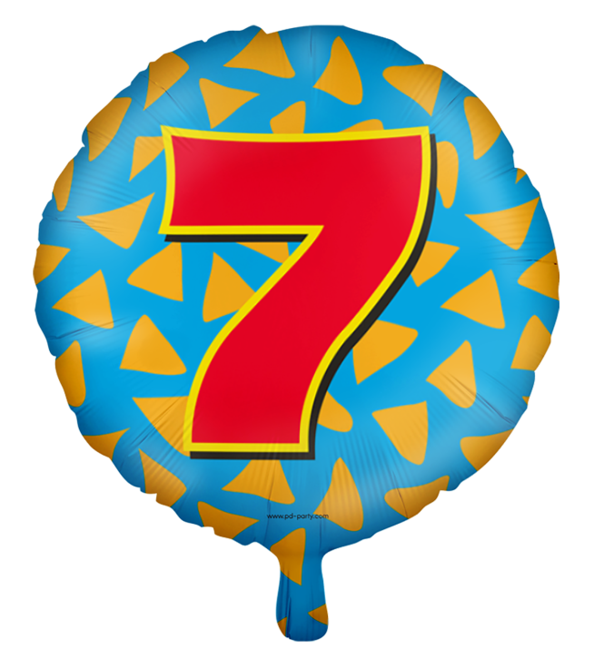 Runder Folienballon Bunt - Zahl 7