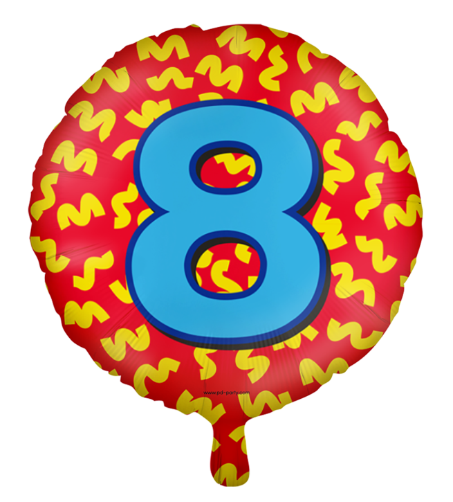 Runder Folienballon Bunt - Zahl 8