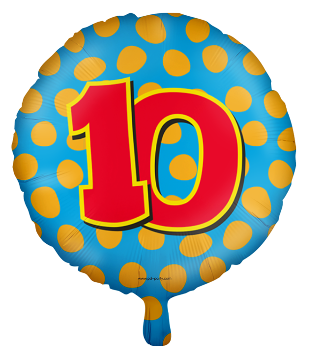 Runder Folienballon Bunt - Zahl 10