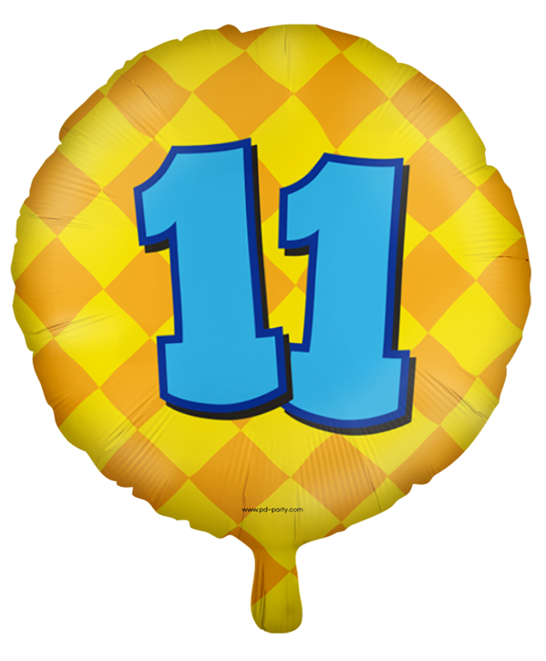 Runder Folienballon Bunt - Zahl 11