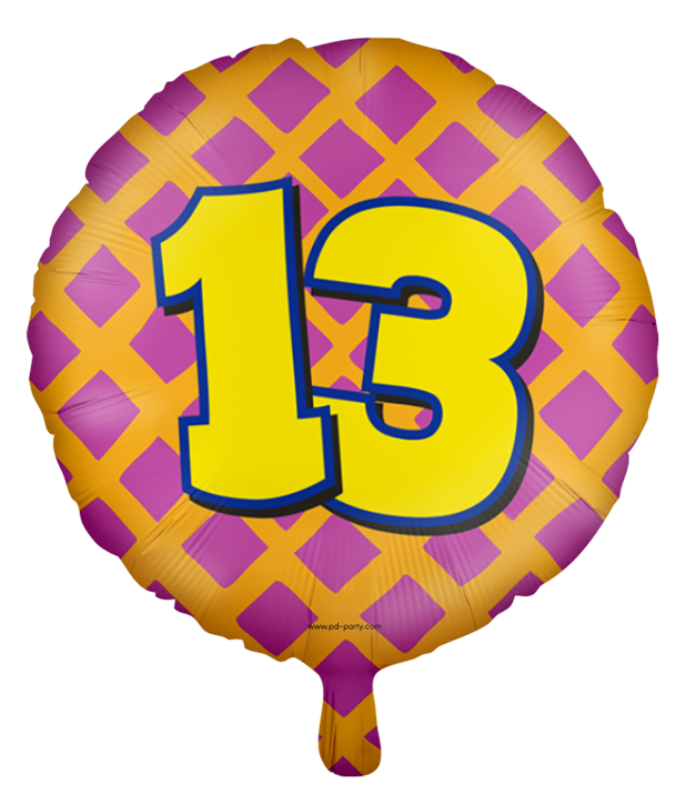 Runder Folienballon Bunt - Zahl 13