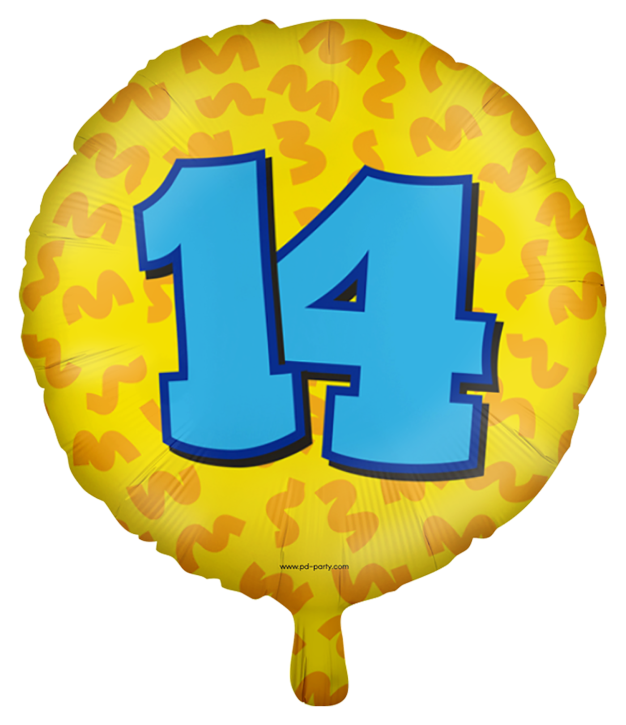 Runder Folienballon Bunt - Zahl 14