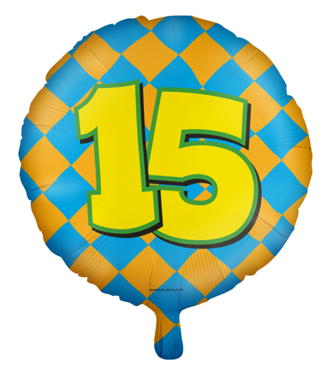 Runder Folienballon Bunt - Zahl 15