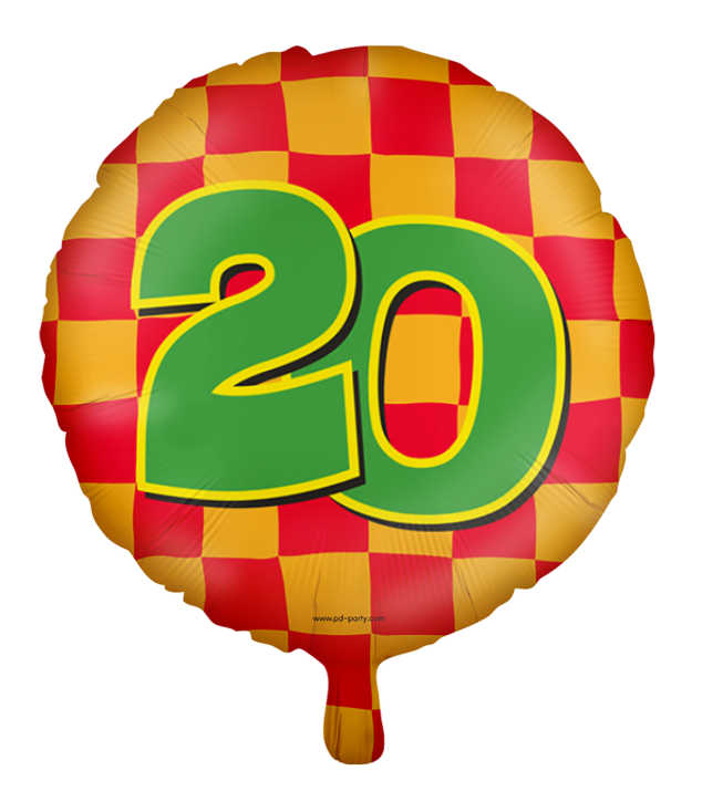 Runder Folienballon Bunt - Zahl 20